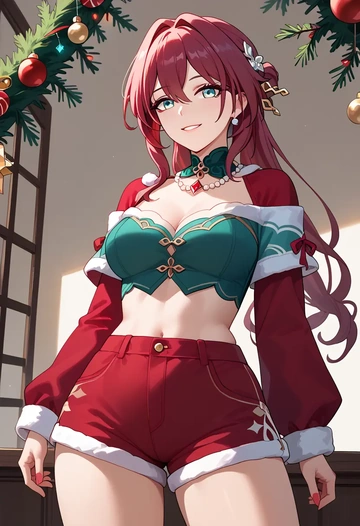 star rail,ruan mei,Christmas,red velvet shorts  - AI generated anime art